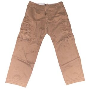 US PLUGG Vintage Copper Brown Cargo Pants Men's l 38x32 Cotton‎ Y2K Super Baggy